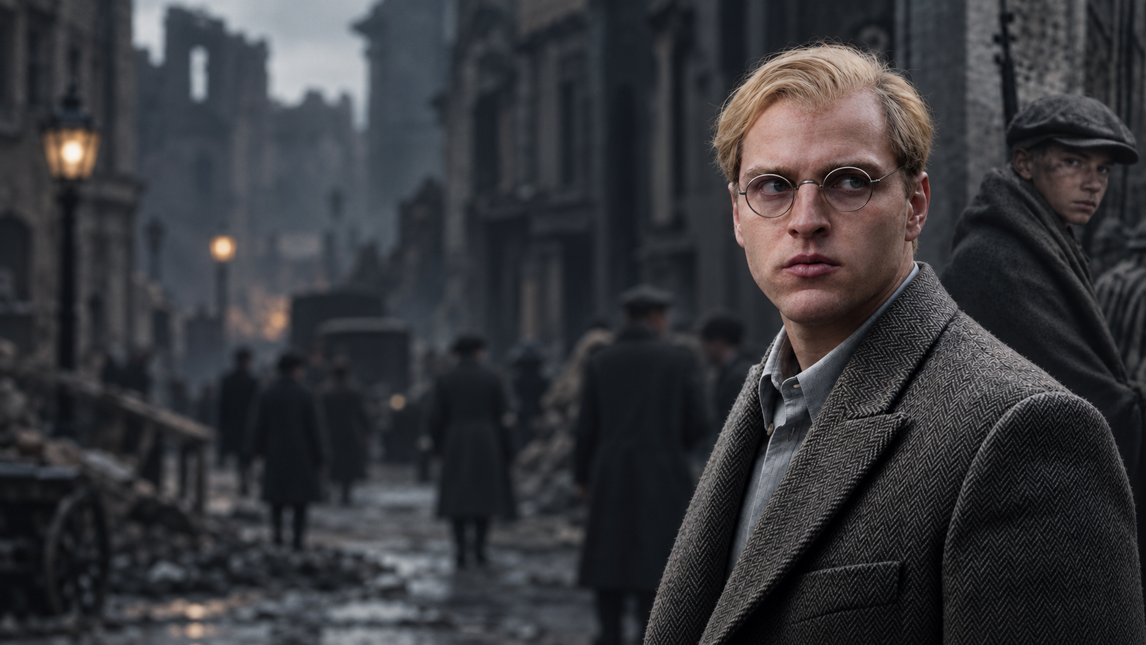 Dietrich Bonhoeffer on a war-torn street